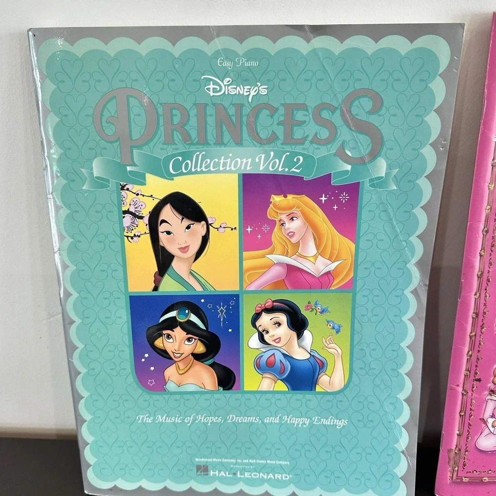 Set 2 Disney Princess Piano Books Collection 1 & 2 Easy Piano